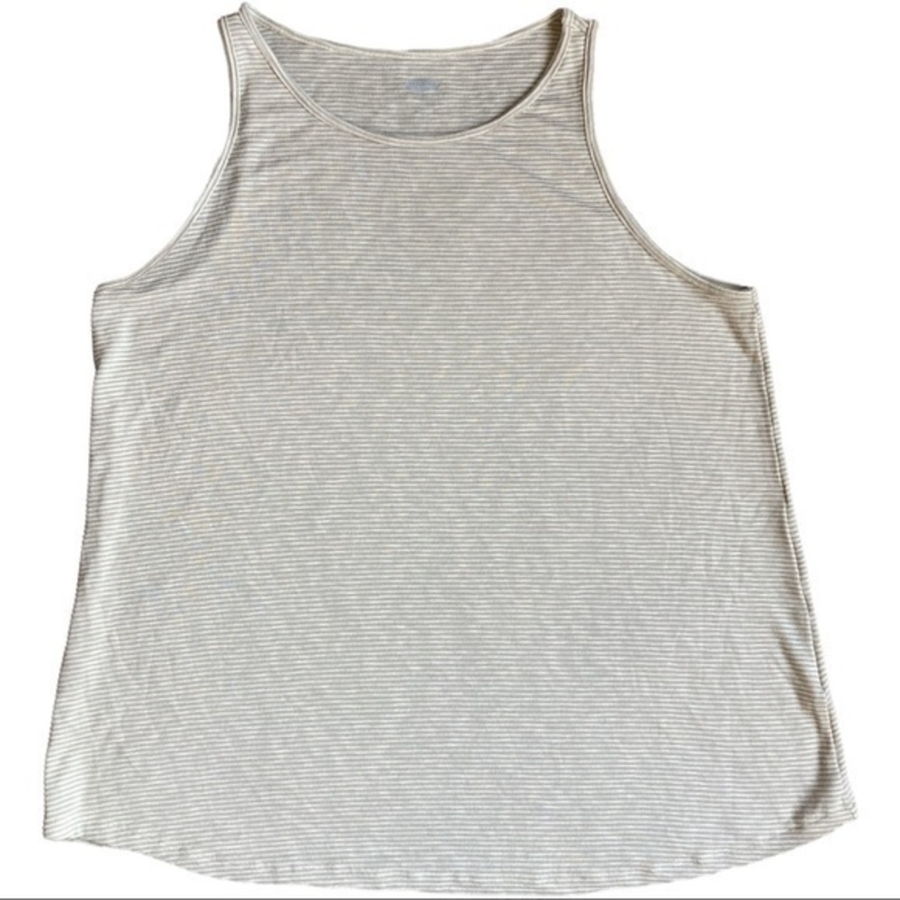 Old Navy size large tank top, tiny stripes are textured, lightweight, cool